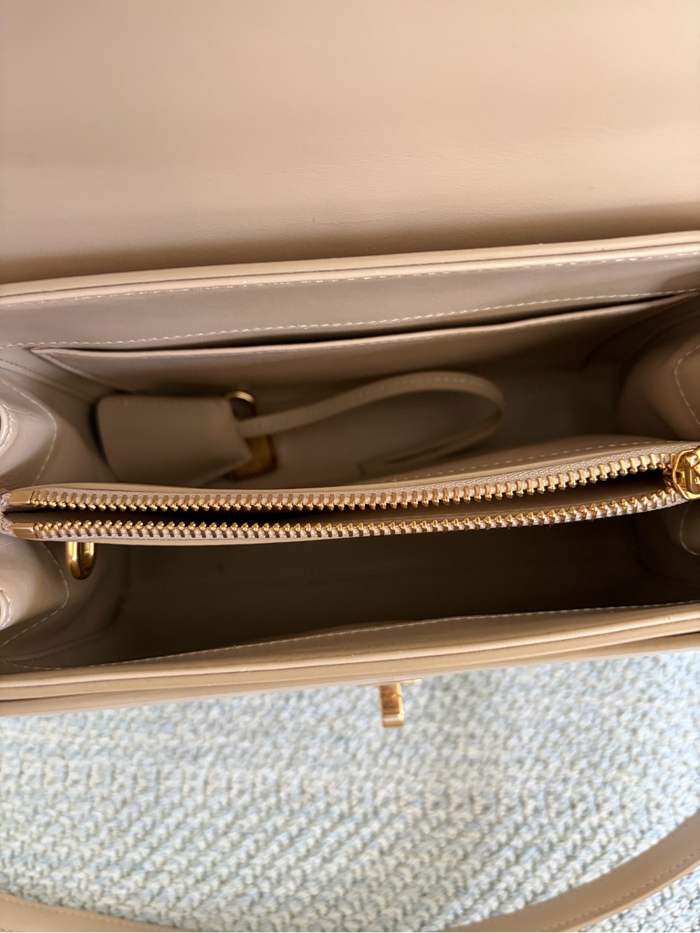Celine Taupe Leather Top-Handle Shoulder Bag with Gold Hardware - Picture 7 of 10